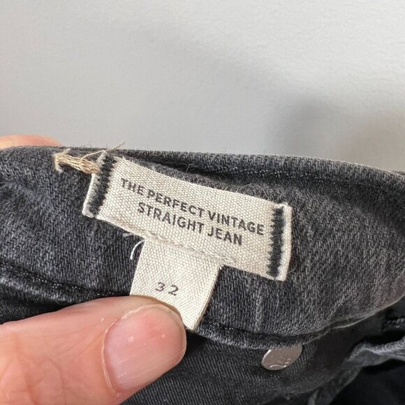 Madewell Perfect Vintage Straight Jeans Size 32 Frayed Hem Lunar Wash Black - Picture 4 of 11
